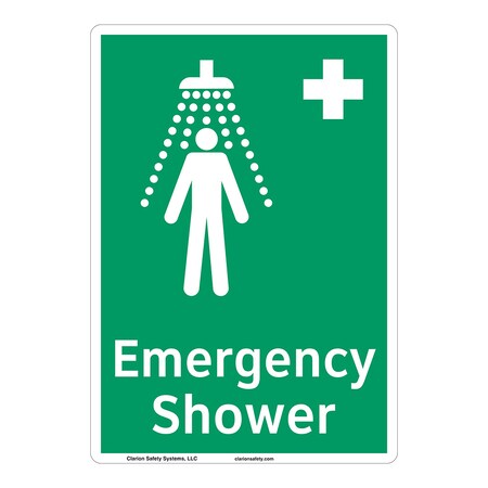 Emergency Shower Sign (F1038-)|Indoor Photoluminescent 14" X 10" |ANSI Signs|Sign for Warehouses, Manufacturing, Medical, Power Stations, Chemical Plant, Fuel Storage